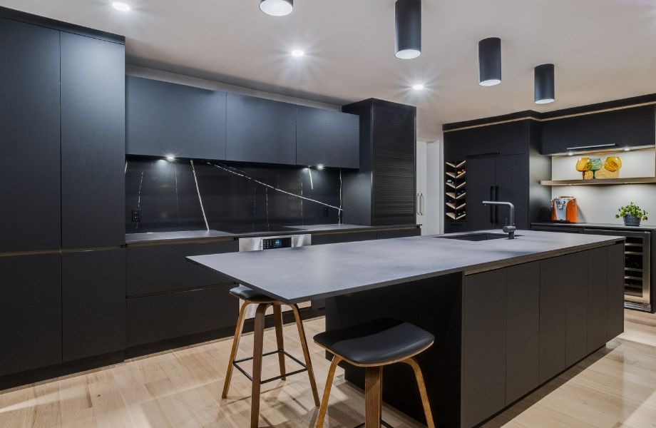 NAC Concept kitchen and island Nero Ingo cabinets