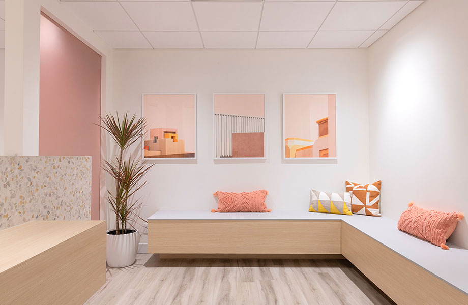 Dental reception area with FENIX and Formica surfaces