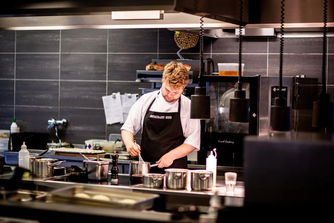 chef working in island kitchen