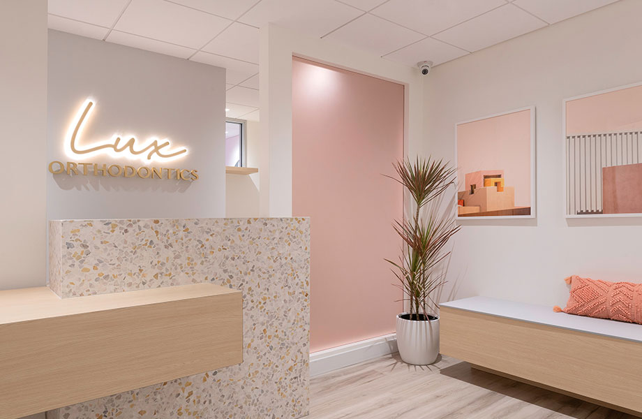 Dental reception area with FENIX and Formica surfaces