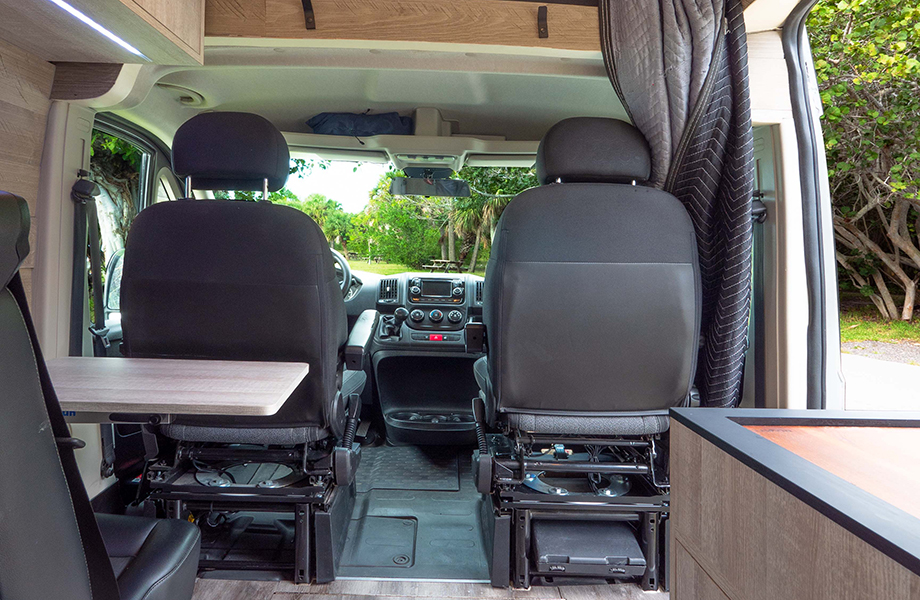 Camper van interior with laminate and FENIX